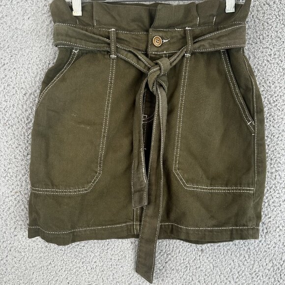 Free People l Splendor In The Grass Army Green Mini Skirt Size Medium 30" - Picture 2 of 6